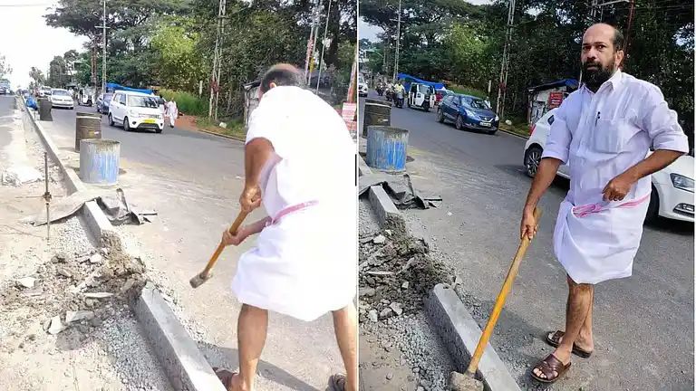 തൃശൂര്- കുന്നംകുളം സംസ്ഥാനപാതയിലെ ഡിവൈഡര് തല്ലിത്തകര്ത്തു; അനില് അക്കരക്കെതിരേ കേസ്