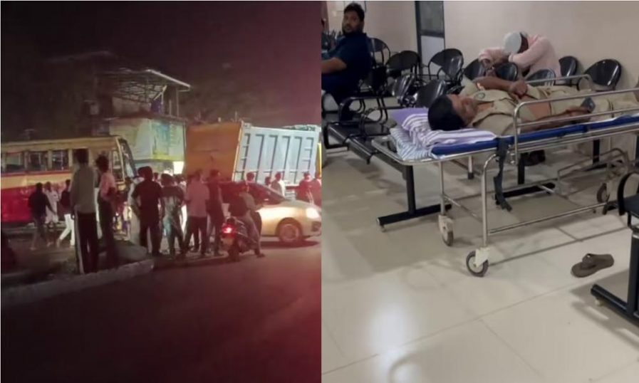 മലപ്പുറത്ത് കെഎസ്ആര്ടിസി ബസ് ലോറിയില് ഇടിച്ച് അപകടം: യാത്രക്കാര്ക്ക് പരുക്ക്