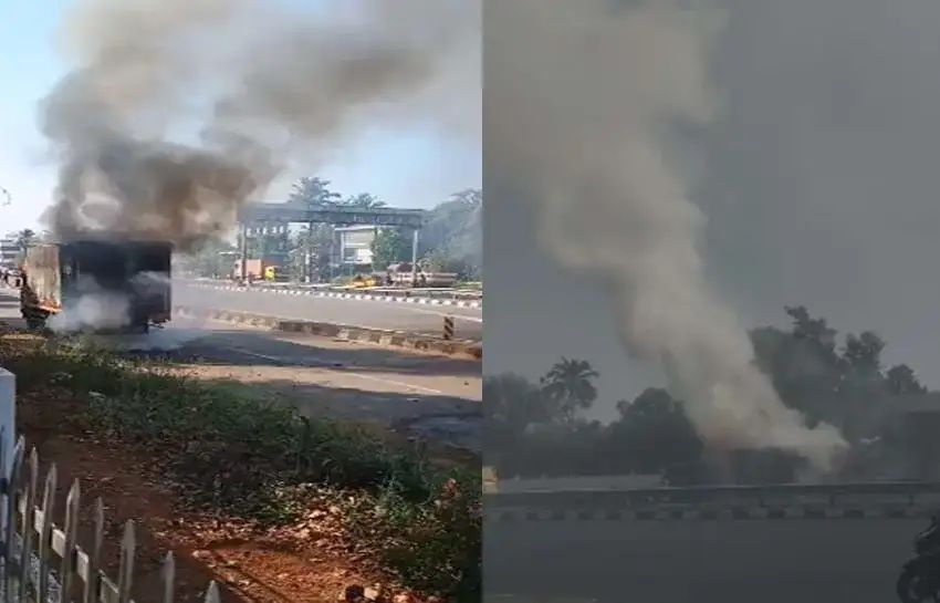 തൃശൂരില് പടക്കം കയറ്റി വന്ന ലോറിക്കു തീപിടിച്ച് അപകടം