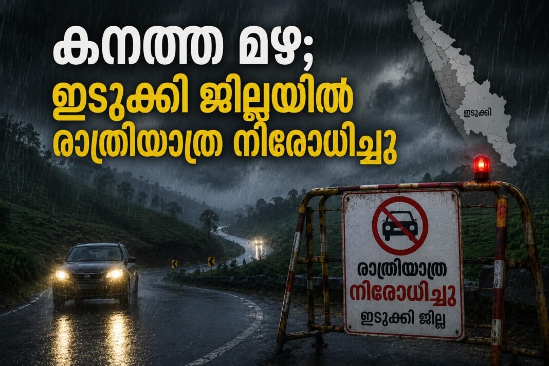 കനത്ത മഴ; ഇടുക്കി ജില്ലയിൽ രാത്രിയാത്ര നിരോധിച്ചു കനത്ത മഴ; ഇടുക്കി ജില്ലയിൽ രാത്രിയാത്ര നിരോധിച്ചു