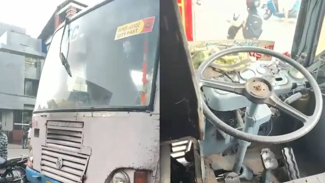 ഓടിക്കൊണ്ടിരുന്ന കെ എസ് ആര് ടി സി ബസ്സിന് തീപിടിച്ചു; അപകടത്തില് ഡ്രൈവറുടെ കൈയ്ക്ക് പൊള്ളലേറ്റു ഓടിക്കൊണ്ടിരുന്ന കെ എസ് ആര് ടി സി ബസ്സിന് തീപിടിച്ചു; അപകടത്തില് ഡ്രൈവറുടെ കൈയ്ക്ക് പൊള്ളലേറ്റു