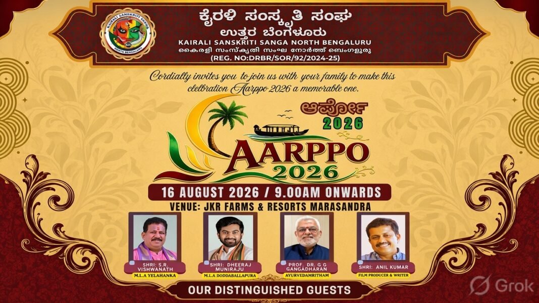 കൈരളി സംസ്കൃതി സംഘം നോർത്ത് ബെംഗളൂരു ഓണാഘോഷം 16-ന് കൈരളി സംസ്കൃതി സംഘം നോർത്ത് ബെംഗളൂരു ഓണാഘോഷം 16-ന്