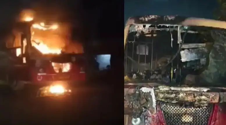 ഓടിക്കൊണ്ടിരുന്ന കെഎസ്ആര്ടിസി ബസിന് തീപിടിച്ച് അപകടം ഓടിക്കൊണ്ടിരുന്ന കെഎസ്ആര്ടിസി ബസിന് തീപിടിച്ച് അപകടം