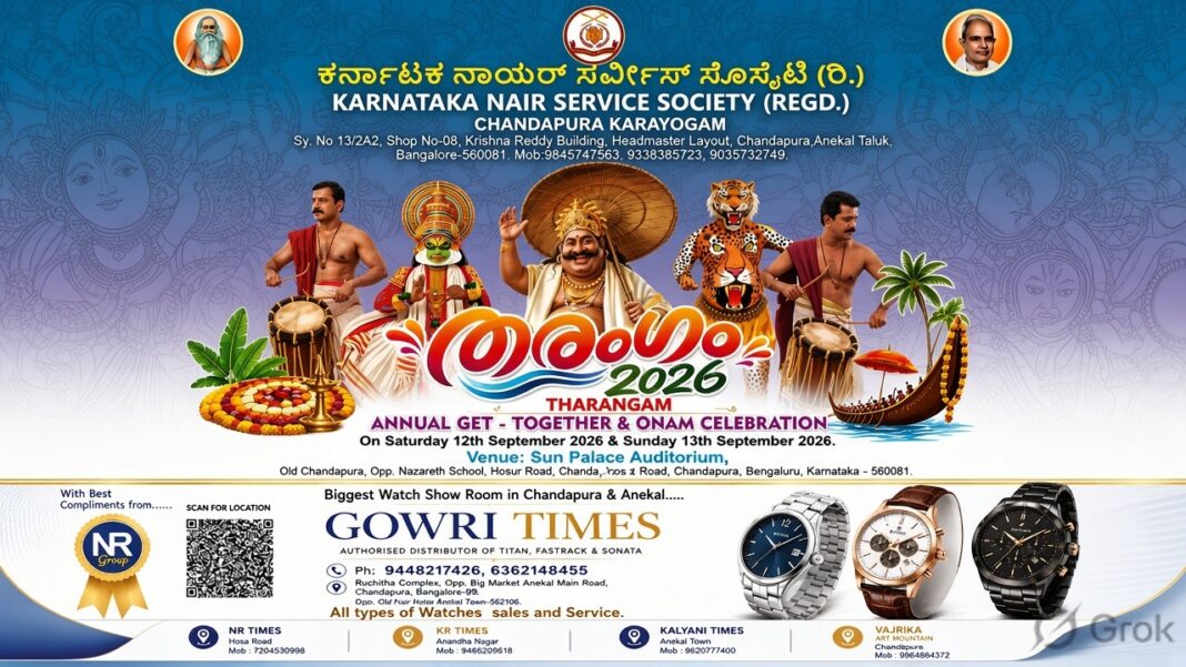 കെഎന്എസ്എസ് ചന്ദാപുര കരയോഗം ഓണാഘോഷവും കുടുംബസംഗമവും 12,13 തീയതികളിൽ കെഎന്എസ്എസ് ചന്ദാപുര കരയോഗം ഓണാഘോഷവും കുടുംബസംഗമവും 12,13 തീയതികളിൽ