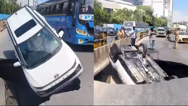 ചെന്നൈയില് മെട്രോ നിര്മ്മാണം നടക്കുന്ന പാതയില് വൻ അപകടം: റോഡ് ഇടിഞ്ഞ് കാര് കുഴിയില് വീണു ചെന്നൈയില് മെട്രോ നിര്മ്മാണം നടക്കുന്ന പാതയില് വൻ അപകടം: റോഡ് ഇടിഞ്ഞ് കാര് കുഴിയില് വീണു
